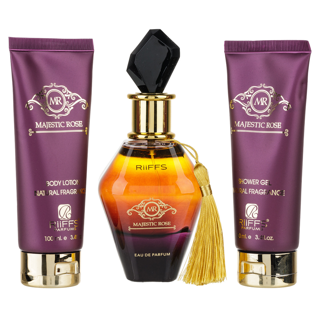 (plu00053) - Set Cadou Majestic Rose Eau de Parfum 100ml + Gel De Dus 100ml + Lotiune de corp 100ml, Riiffs